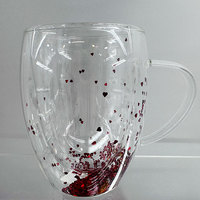 Tasse à café en verre à double paroi martelé et lisse avec poignée - Mug isolé en borosilicate résistant à la chaleur pour latte et thé