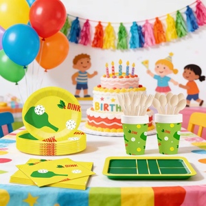DAMAI Sport Themed Kids Birthday Party Supplies Pickleball Element <b>Disposable</b> Party <b>Tableware</b> Set Paper Napkins Cups Plates 11.5 - Product Image 1