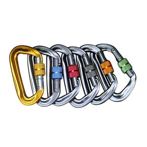 Hot Sale High Quality customized black metal clip hook spring 5KN/12KN/22KN aluminum locking climbing hammock carabiner