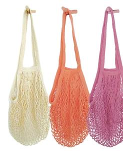 Sac de courses en filet de coton biologique, portable, réutilisable, lavable, avec longue poignée - Product Image 1