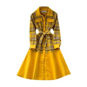 Vestido Midi Casual de Verano 2025, Estilo Inglés, Tejido Vintage, Corte en A, para Mujer, Diseño a Cuadros - Product Image 5