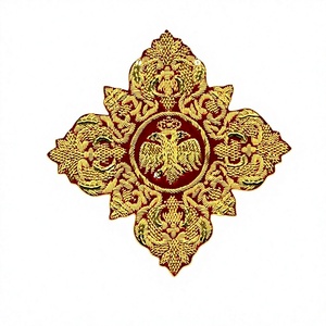 Cruz Religiosa Bordada a Mano Ecológica con Pedrería y Técnica de Cosido para Ropa Ceremonial de Iglesia - Product Image 1