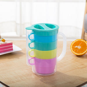 Jarra <span class=keywords><strong>de</strong></span> plástico con sello hermético <span class=keywords><strong>de</strong></span> 30 onzas con tapa y tazas para jugo casero, té helado, leche - Product Image 5