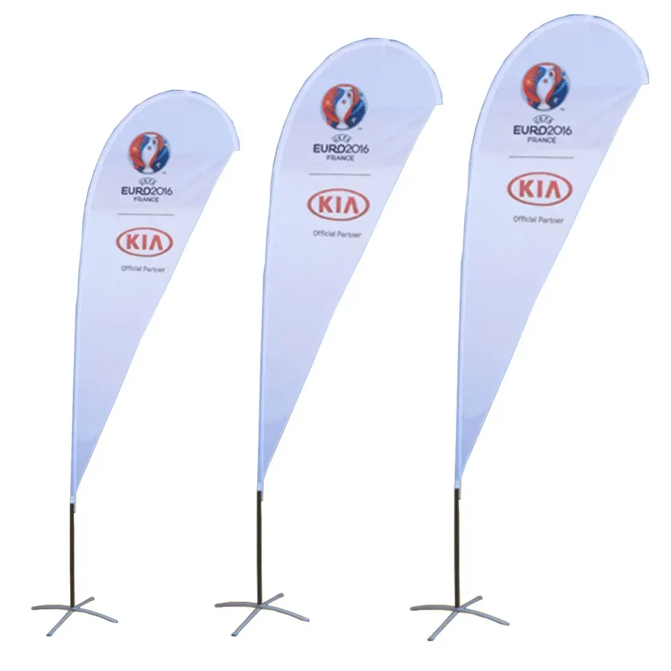 Double Sided Printing Feather Outdoor Teardrop Beach Flag Pole Sale Custom Printed Flag For Advertising With Spike Base