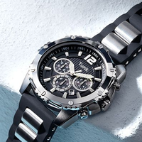Montre de Plongée Sportive de Luxe pour Femme à Quartz, Bracelet en Silicone, Boîtier en Acier Inoxydable Lumineux 45mm, Largeur du Bracelet 28mm