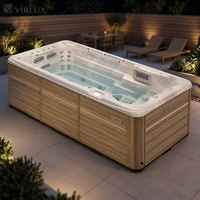 VIRLUX 4,5M Erwachsenen-Schwimm-Spa mit 59 Hydrotherapie-Düsen, 4x3,0-PS-Pumpen, umweltfreundlich für Heimfitness & Endloses Schwimmtraining