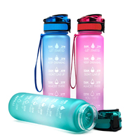 Bouteilles d'eau de sport d'extérieur en gros, 1000 ml, réutilisables, en plastique, anti-fuite, avec logo personnalisé