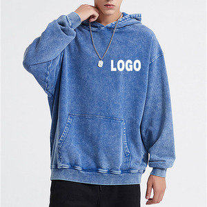 Sweat à capuche en coton pour homme, de qualité supérieure, uni, délavé à l'acide, tissu doux et confortable, coupe ample, style vintage. - Product Image 6