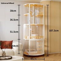 Villa pour chat de luxe panoramique à 360 degrés en bois massif écologique, grande cage intérieure quatre saisons, niche pour chat, maison pour animaux de compagnie pour salon
