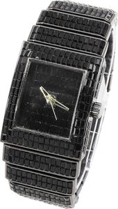 Reloj de mujer con diamantes cuadrados y esfera y correa tipo baguette, completamente cubierto de diamantes. - Product Image 3