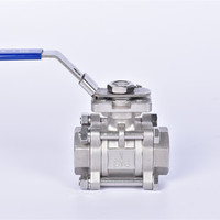 Vanne à boisseau sphérique filetée en 3 parties en acier inoxydable 316, raccord femelle NPT BSP, à rappel par ressort et à réinitialisation automatique, pour eau, huile, gaz