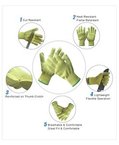 Industrial Aramid <strong>Cut</strong> Resistant Gloves Level 3 Protection with Heat Insulation for Metal Processing and Foundry Work - Product Image 4