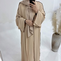 Vêtements islamiques personnalisés en gros pour l'Aïd, Abaya XXL Dubaï, ensemble hijab modeste trois pièces, robe musulmane pour femmes, longue robe en crêpe jazz