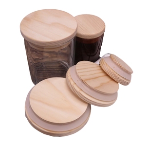 Barattolo di candela di vetro bianco smerigliato con coperchio in <span class=keywords><strong>legno</strong></span> e tappi in <span class=keywords><strong>legno</strong></span> massello scatola di bambù modello decorativo e <span class=keywords><strong>pittura</strong></span> <span class=keywords><strong>per</strong></span> mensole - Product Image 1