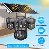 Caméra solaire V380Pro extérieure à trois objectifs, triple vue, capteur CMOS WiFi 6MP, étanche IP66, interphone vocal