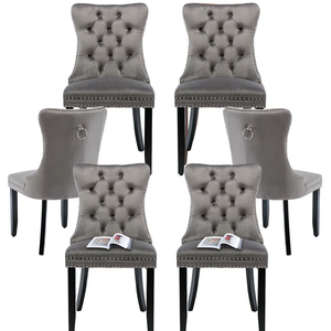 Set di <span class=keywords><strong>sedie</strong></span> per sala da pranzo di lusso moderno Hotel per mobili <span class=keywords><strong>in</strong></span> metallo acciaio inossidabile <span class=keywords><strong>grigio</strong></span> velluto <span class=keywords><strong>in</strong></span> <span class=keywords><strong>tessuto</strong></span> da pranzo sedia da ristorante - Product Image 2