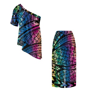 Ultimo abbigliamento Puletasi isola del Pacifico modello samoano <span class=keywords><strong>abito</strong></span> a due pezzi con spalle scoperte da <span class=keywords><strong>donna</strong></span> abiti di lusso Color <span class=keywords><strong>arcobaleno</strong></span> - Product Image 5