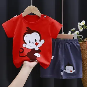 1-6years Cotton New Summer Kids Baby Boys Girls Clothing Sets Toddler Girl Boy Suit in Stock