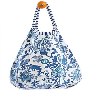 Bolsa de Mano de Algodón con Estampado Floral Bohemio Personalizada, con Asas para el Hombro, para Compras, Viajes y Playa - Product Image 1