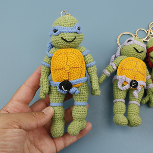 Porte-clés tortue en laine tricotée à la main, motif tortues <span class=keywords><strong>ninja</strong></span> anime, au design frais et mignon, pour sacs - Product Image 4