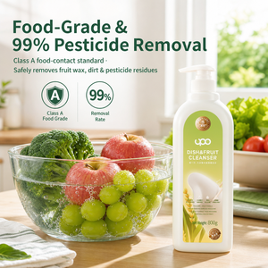 Liquide vaisselle végétal de qualité alimentaire à l'extrait de riz, nettoyant 2-en-1 pour fruits et légumes, savon vaisselle écologique en gros - Product Image 4