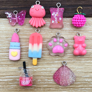 Pendentif en résine ours rose de dessin animé pour accessoires de bijoux DIY, 10 styles chacun - Product Image 5
