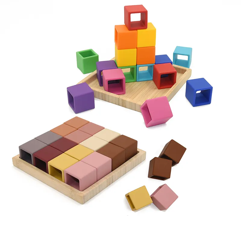 Baby Soft Stacking Blocks Building Blocks Educational Silicone Toys Soft Teethers Building Stacking Blocks Toys