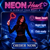 Rotes Herzförmiges LED-Neon-Leuchtstab mit 3 Blinkmodi, Druckknopf, Batteriebetriebenes Leuchtspielzeug für Party, Konzert, Festival, Geschenk