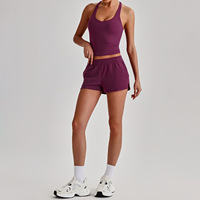 Ensemble de sport 2 pièces FANCO pour femme : débardeur de gym à séchage rapide et short, personnalisable avec logo, tenue de yoga et de sport très extensible