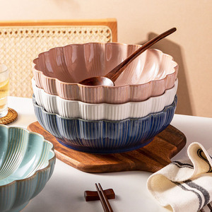 Chinese Household Food Salad Soup Bowl Poached Ceramic Large for Restaurant - Product Image 2