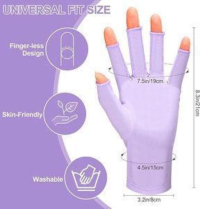 Gants de protection UV UPF50+ pour <span class=keywords><strong>les</strong></span> <span class=keywords><strong>ongles</strong></span>, sans doigts, anti-soleil, noirs, demi-doigts, respirants, réutilisables, en polyester, pour lampe à <span class=keywords><strong>ongles</strong></span>, manucure - Product Image 4