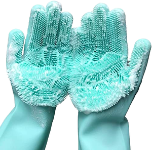<b>Silicone</b> Heat-Resistant <b>Dishwashing</b> Gloves <b>Scrubber</b> Medium Thickness Kitchen Washing Gloves Cleaning Brush Sponge Winter - Product Image 1