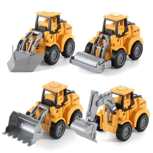 Hot Selling 4 Mixed Construction Trucks Push and Go Auto Kunststoff Modell auto Spielzeug Fahrzeug Spielzeug LKW Spielset für Kinder