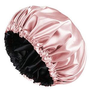 Gorro de Dormir de Satén Moderno para Mujeres y Niñas, Gorro para el Cabello de Color Sólido, Gorro de Seda de Doble Capa con Cordón Ajustable - Product Image 1