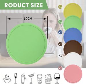 Custom Silicone Rubber <b>Bar</b> Cup Coasters Durable Heat Resistant Drink Cup <b>Mat</b> for Home Kitchen Drinks Coffee Heat Insulation <b>Mat</b> - Product Image 5