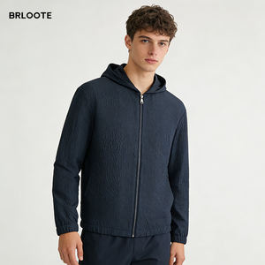 Blouson Bomber Décontracté Homme BRLOOTE à Capuche, Teint Uni, Respirant, Écologique, Fermeture Éclair Avant, Logo - Product Image 1