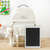 Ensemble de sacs à dos scolaires imperméables blancs tendance 5 pièces pour les élèves du collège, design mignon, capacité de 20 à 36 L, unisexe