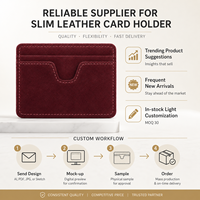 Dompet Kartu Kulit Suede Burgundy Elegan Desain Saku Tipis RFID Opsional untuk Hadiah Ritel Butik Tempat Kartu Kustom