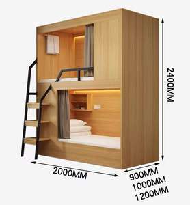 Precio de fábrica Camas de cápsula de hotel Litera de tamaño doble de madera maciza personalizable Diseño moderno <span class=keywords><strong>para</strong></span> hogares urbanos y viviendas <span class=keywords><strong>para</strong></span> estudiantes - Product Image 5