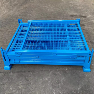 Hot bán công nghiệp dây kim loại lưới Thùng thuận tiện lưu trữ gấp Thùng xếp chồng hàng hóa bề mặt mạ kẽm OEM Nhà cung cấp - Product Image 6