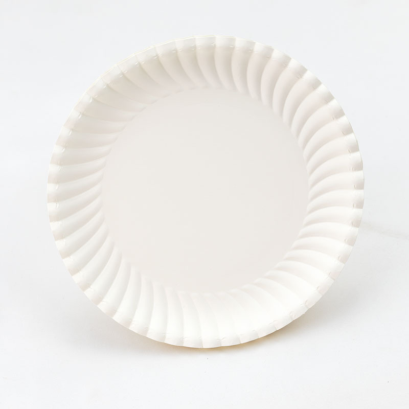 White Disposable Paper Plates, Food-grade Thickened Biodegradable Paper Dishes, Factory Wholesale