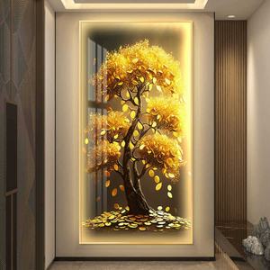 Cuadro Decorativo LED 3D Personalizado con Incrustaciones de Diamantes, Árbol de la Fortuna, Decoración de Pared para Entrada, Pintura Decorativa de Alta Gama - Product Image 5
