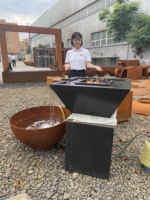 Fournisseur de bols à feu d'eau en acier au carbone noir au design moderne nappe phréatique à vendre