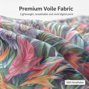Sciarpa Musulmana in Poliestere con Stampa a Quadri Tropicale, Leggera e Trasparente, per <span class=keywords><strong>Donna</strong></span>, Stile Bali, Coprispalle Casual da Spiaggia - Product Image 6