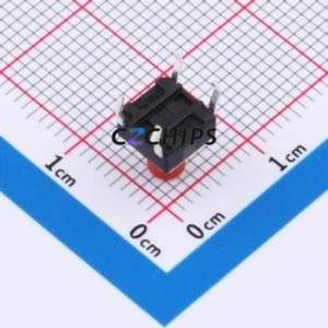 TSA06131-080B332BB Tactile Switch Through hole-4P,6.1x6.1mm Switch Single Pole Single Throw Round Button 1.8N 6.1mm - Product Image 2