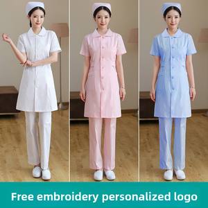 Camice bianco da donna uniforme da infermiera per cure mediche odontoiatriche casa di cura di bellezza orale-ospedale a maniche corte - Product Image 2