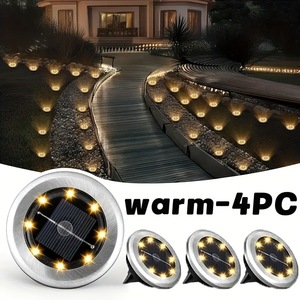 Walkway Solar Disk Pathway <b>Light</b> Outdoor Garden <b>Landscape</b> Spotlight <b>Light</b> Waterproof Mini 8 Led Outdoor Solar Lawn Ground <b>Light</b> - Product Image 1
