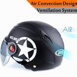 Casco Abierto 3/4 para Motocicleta, Casco de Media Cara Unisex para Moto, Scooter, Protector de Cabeza con Lente Protectora Solar Anti UV - Product Image 3