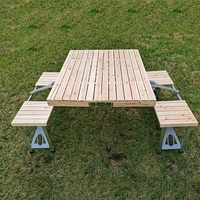 Madera — ensemble de Table et chaise pliante, valise d'extérieur Portable en aluminium, Table en bois, pour barbecue pique-nique, Camping,