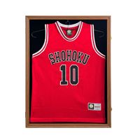Vitrine de présentation en bois de chêne faite à la main pour maillot de basket-ball imprimé en couleur, cadre type boîte à ombre, vente en gros, approvisionnement direct usine en vrac